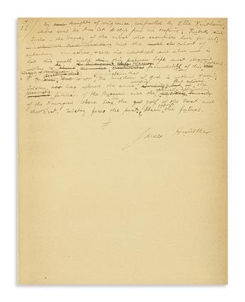 HUNEKER, JAMES GIBBONS. Autograph Manuscript Signed, James Huneker, working draft for an essay on Heinrik Ibsen entitled Ibsen the I